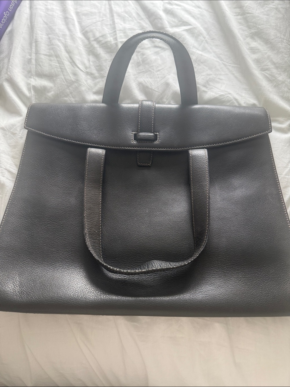 Black Leather Top-Handle Briefcase - Classic Men's Work Bag from Barney’s NY
